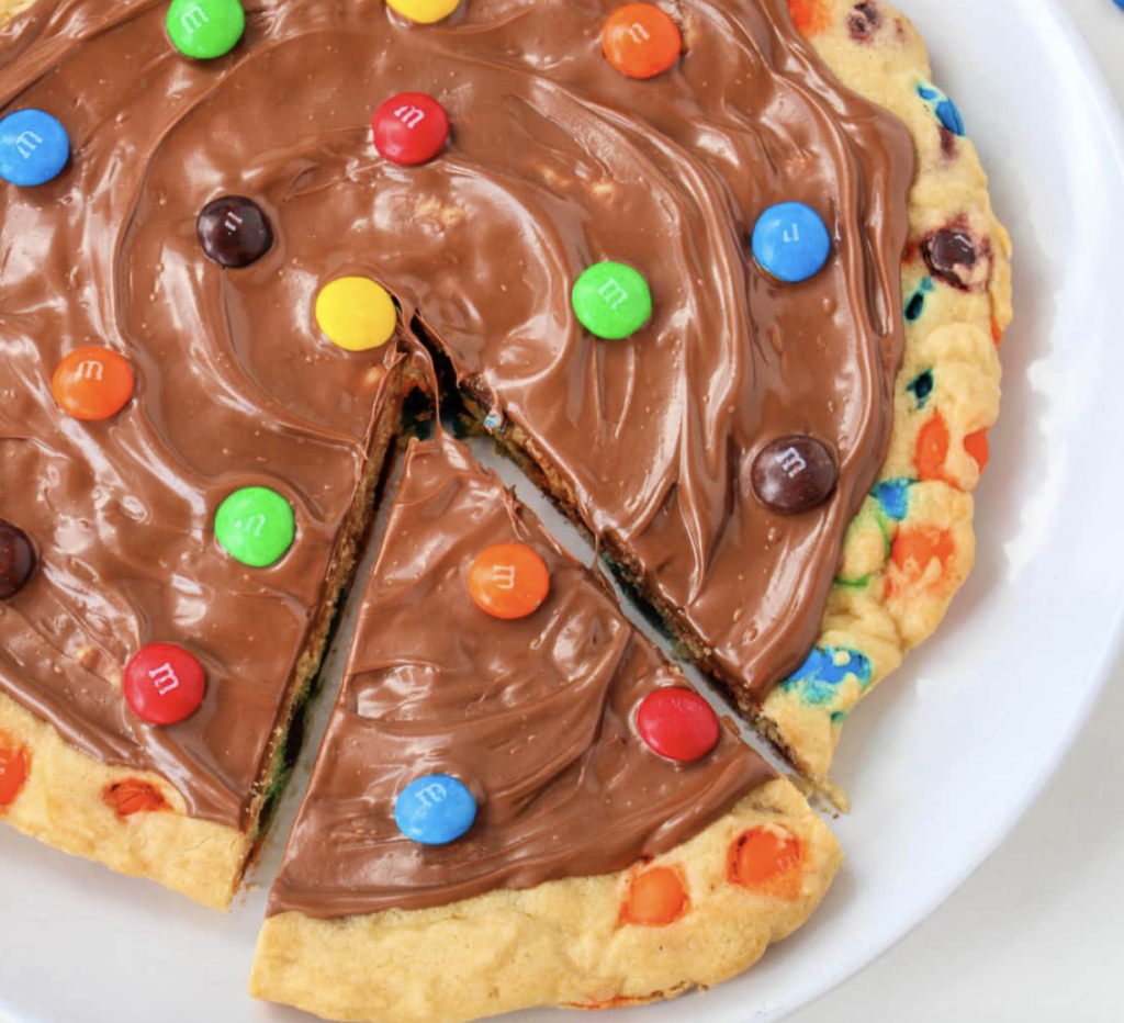 The Perfect Dessert for Pizza Night: M&M Skillet Cookie