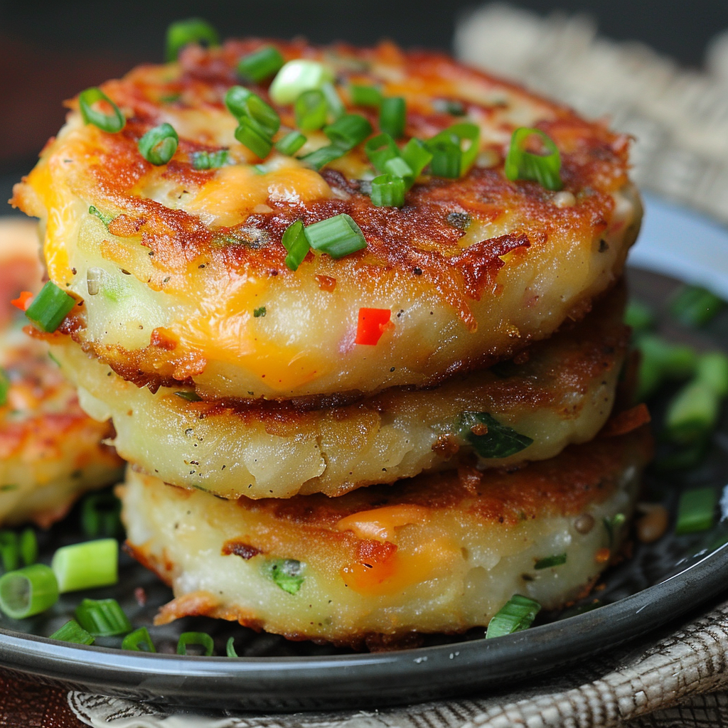 Cheesy Stuffed Potato Cakes