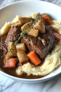 Pot Roast Over Mashed Potatoes