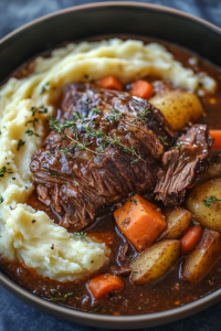 Pot Roast Over Mashed Potatoes