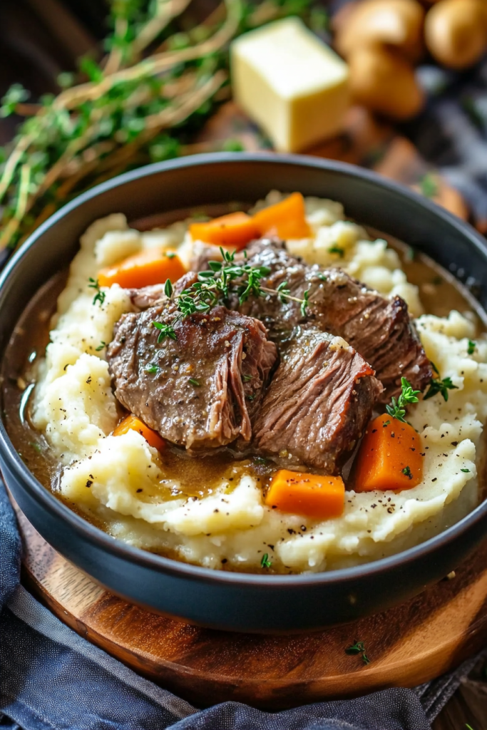 Pot Roast Over Mashed Potatoes