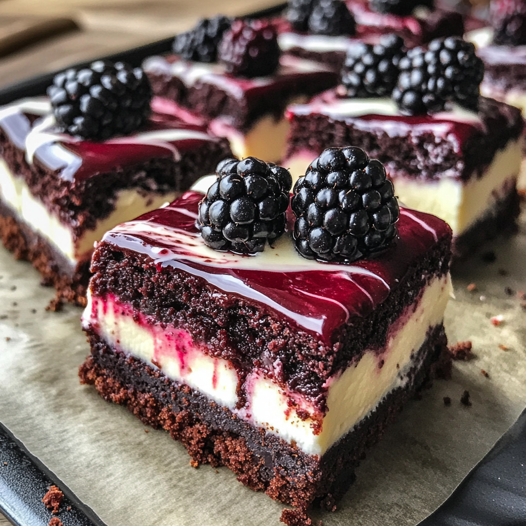 Blackberry Red Velvet Cheesecake Brownie Bars