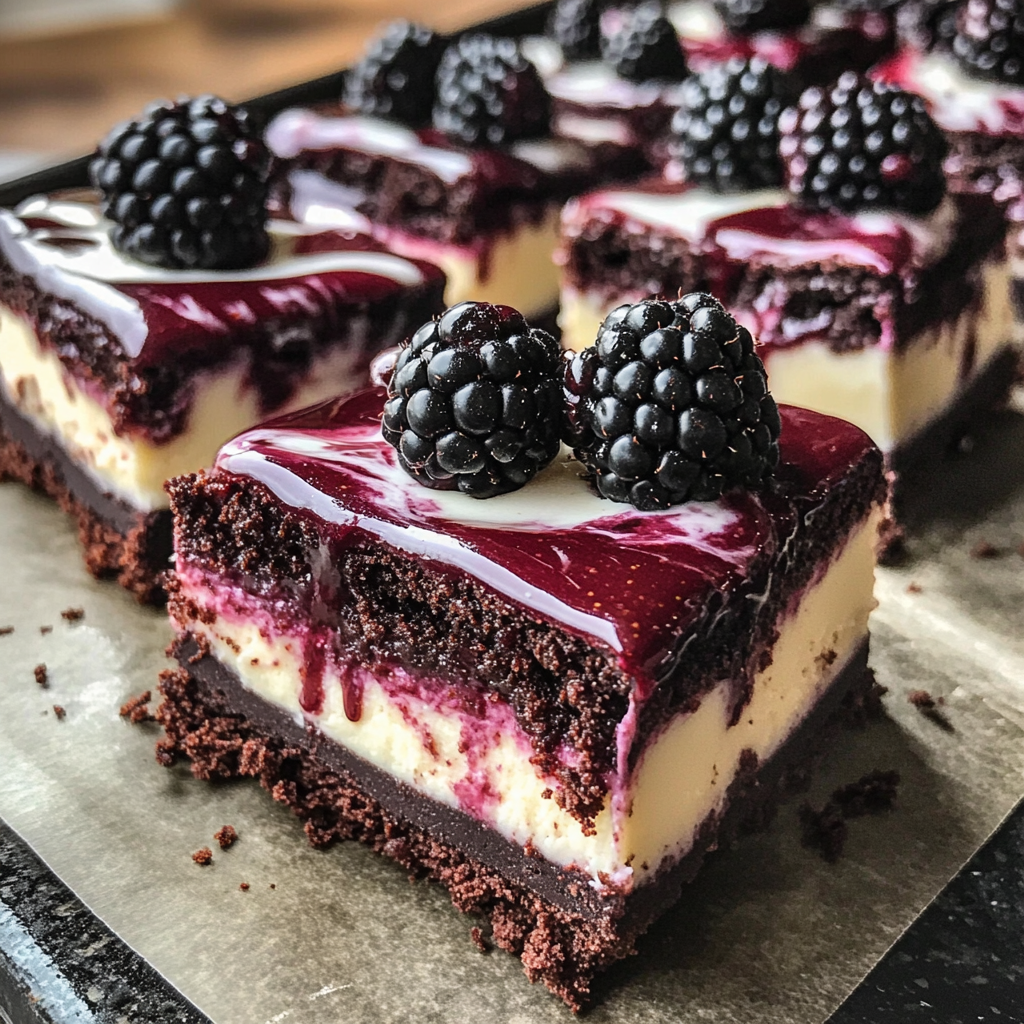 Blackberry Red Velvet Cheesecake Brownie Bars