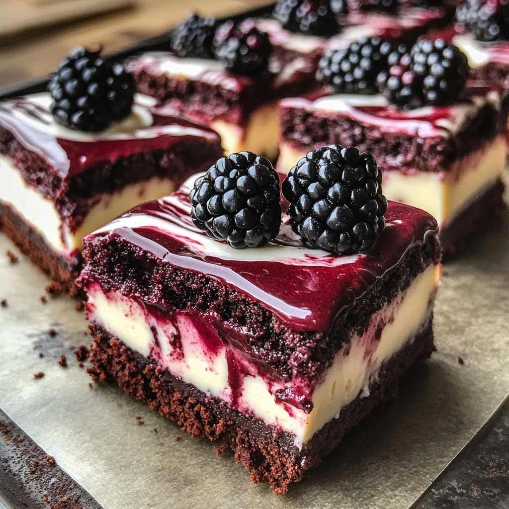 Blackberry Red Velvet Cheesecake Brownie Bars