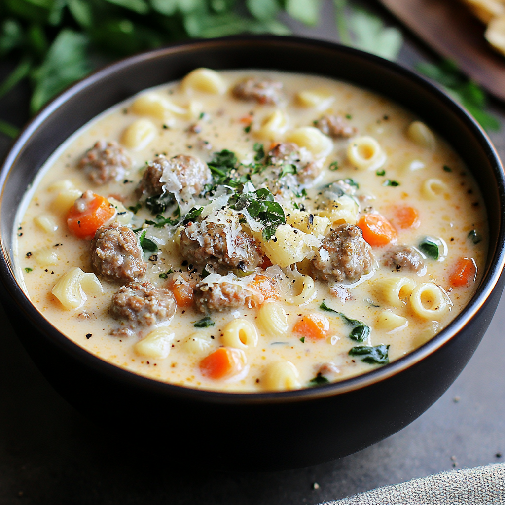 Creamy Parmesan Italian Sausage Ditalini Soup Recipe