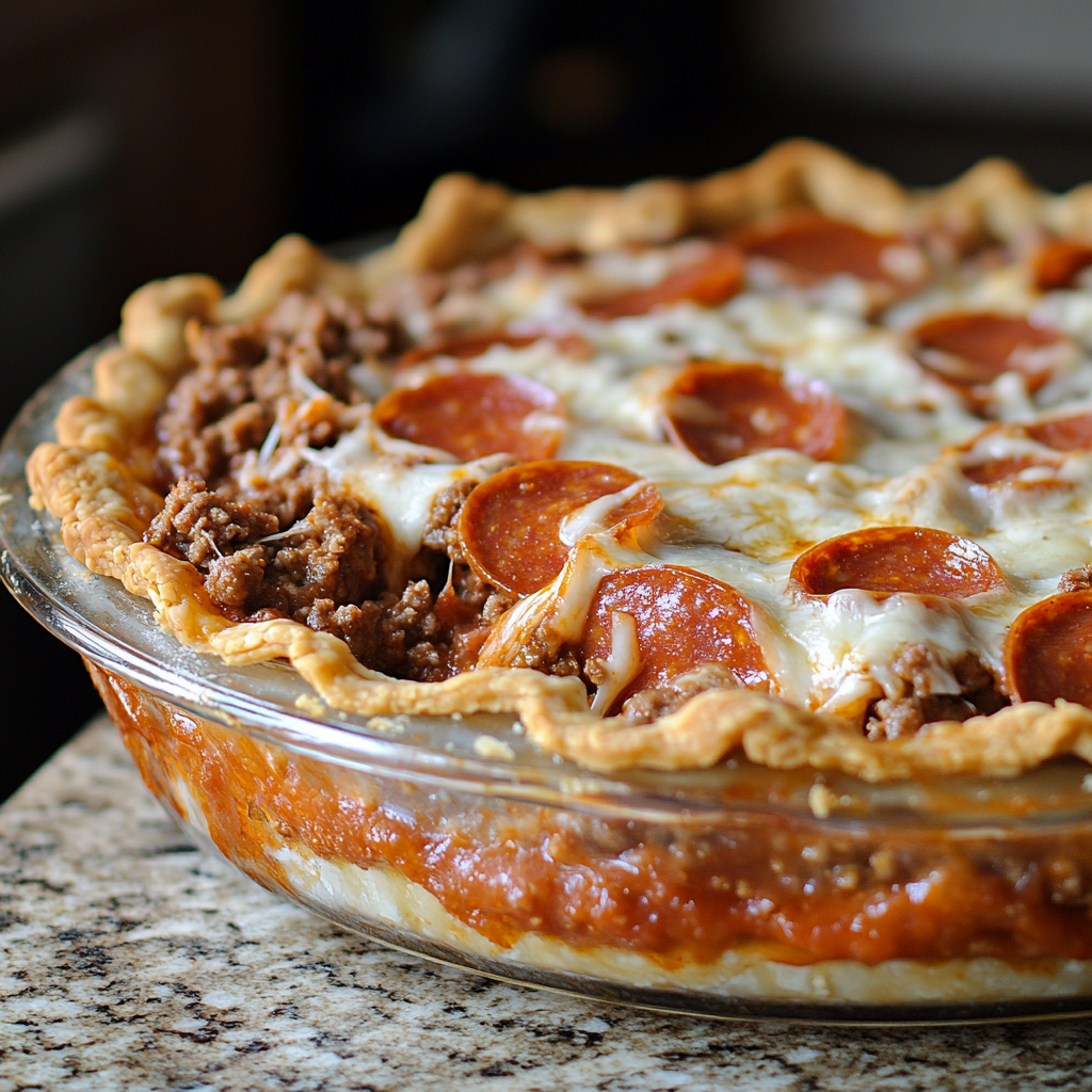 Deep Hamburger Sausage & Pepperoni Pie 