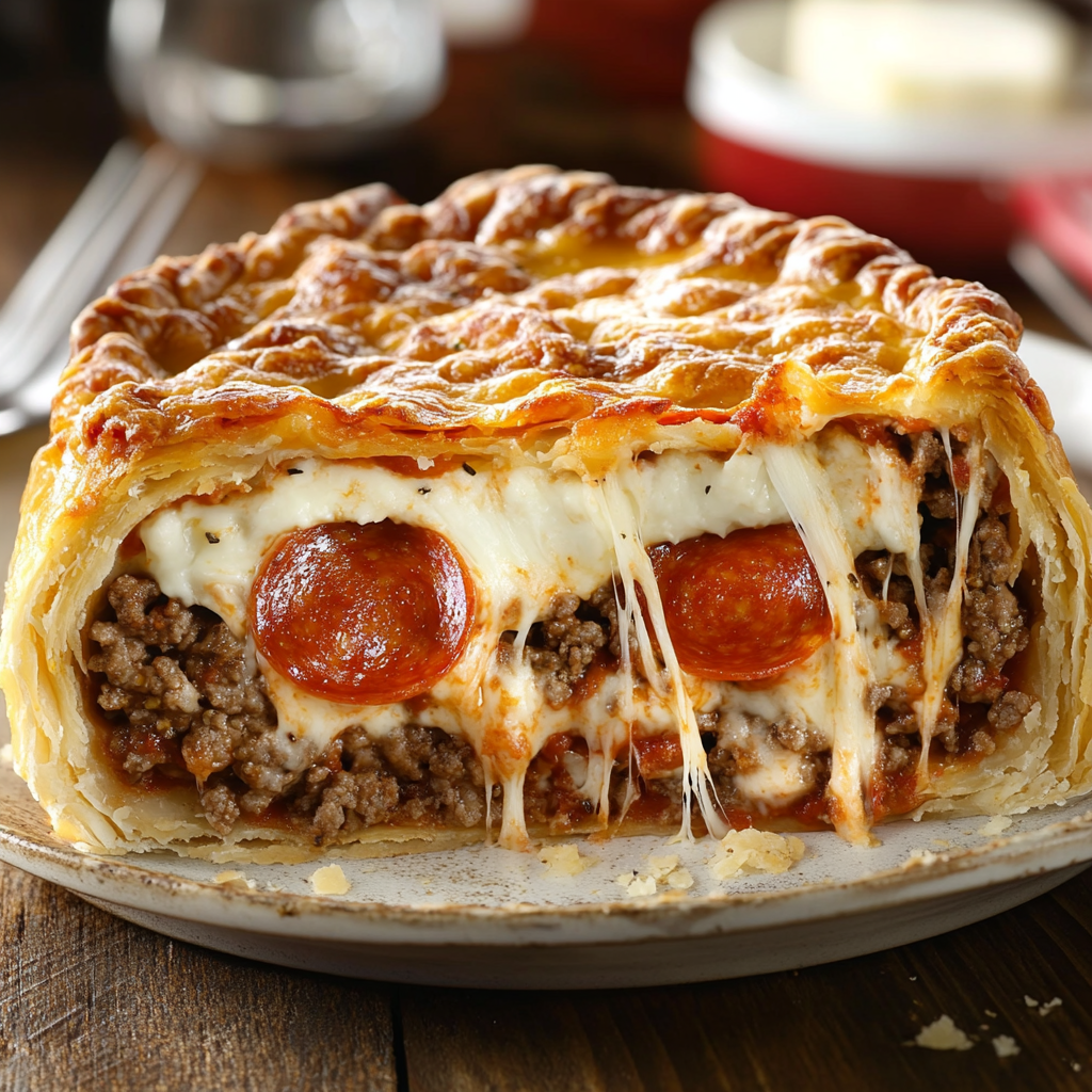 Deep Hamburger Sausage & Pepperoni Pie