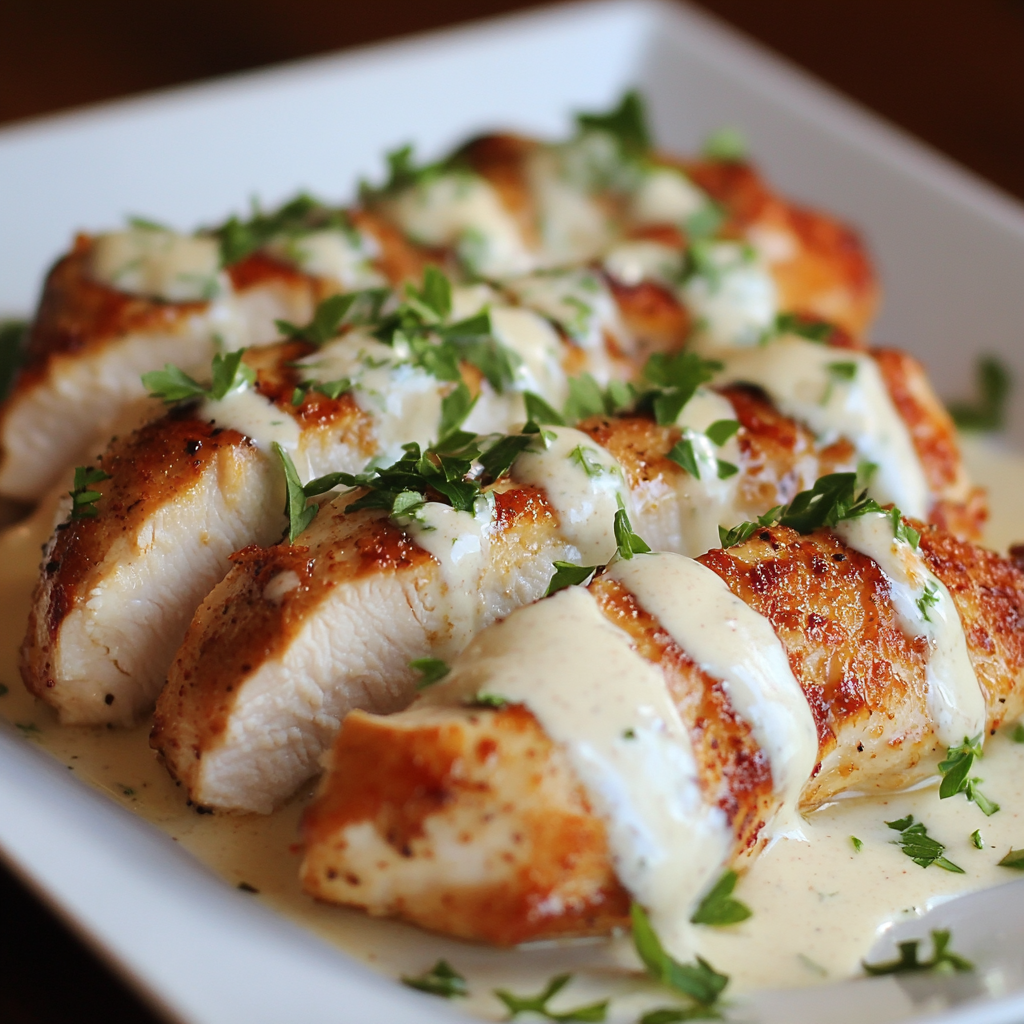 Juicy Baked Caesar Chicken with Parmesan Sauce