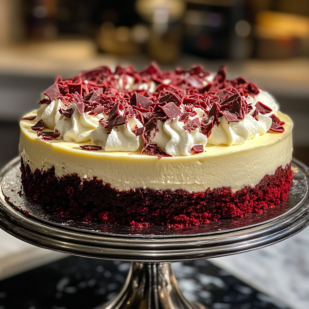 White Chocolate Cheesecake with Red Velvet Crust