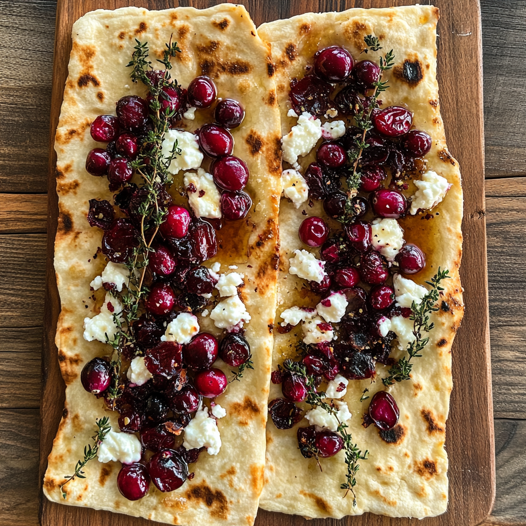 Roasted Cranberry and Goat Cheese Flatbread