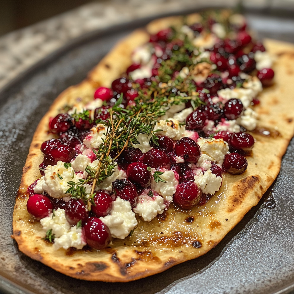 Roasted Cranberry and Goat Cheese Flatbread