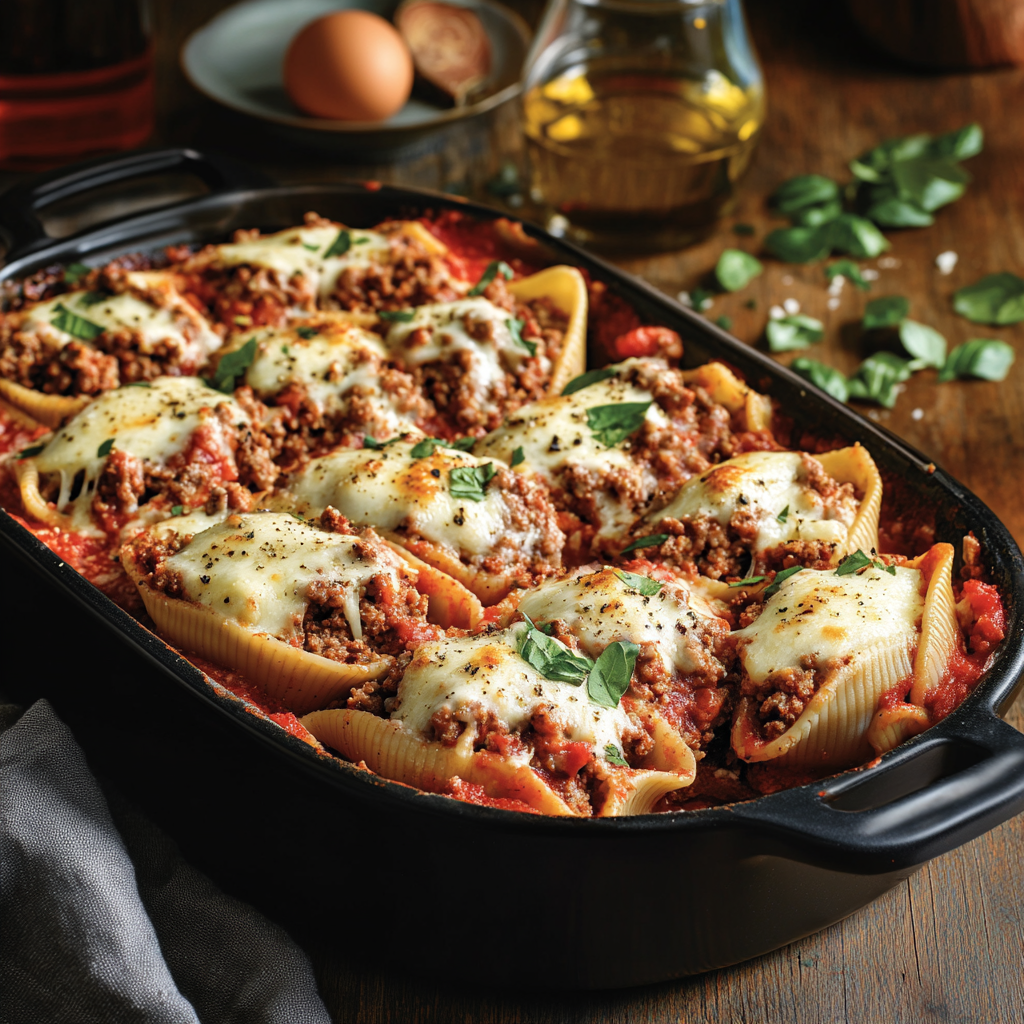 Beef-Stuffed Shells with Creamy Ricotta Filling