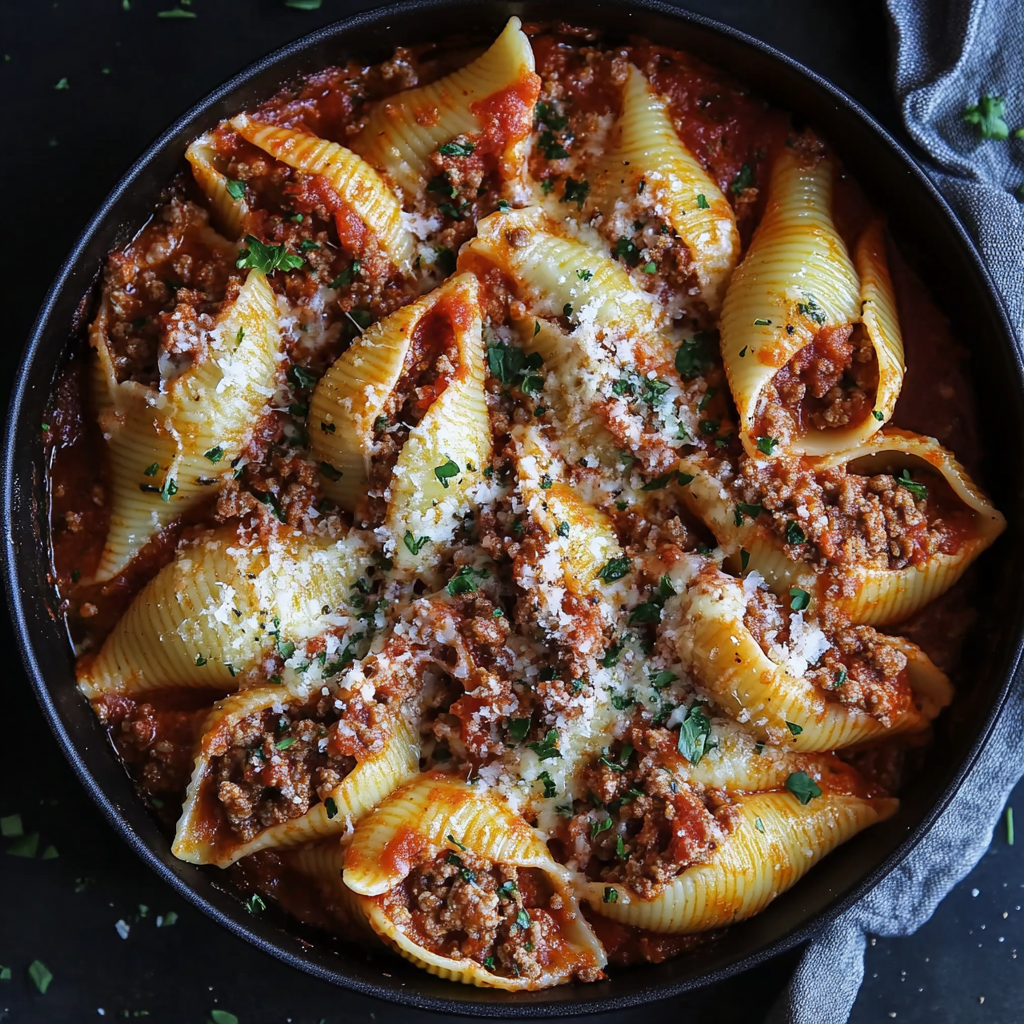 Beef-Stuffed Shells with Creamy Ricotta Filling