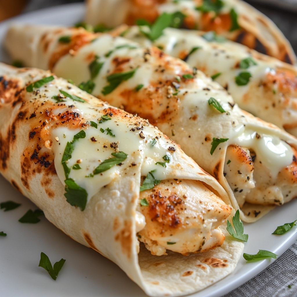 Cheesy Garlic Chicken Wraps Recipe