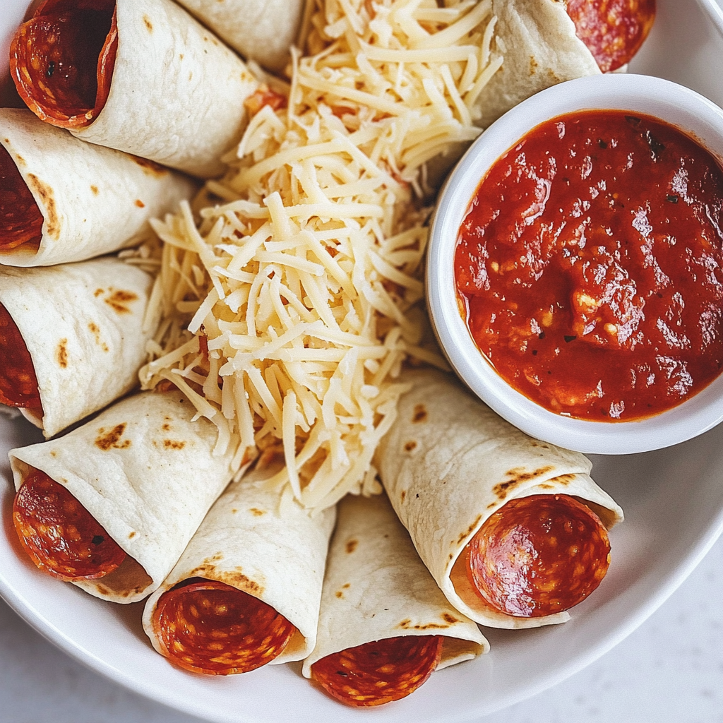 Cheesy Pepperoni Pizza Roll-Ups with Low-Carb Tortillas