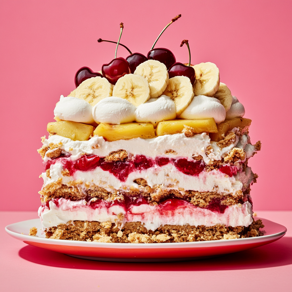 No-Bake Banana Split Cake Recipe