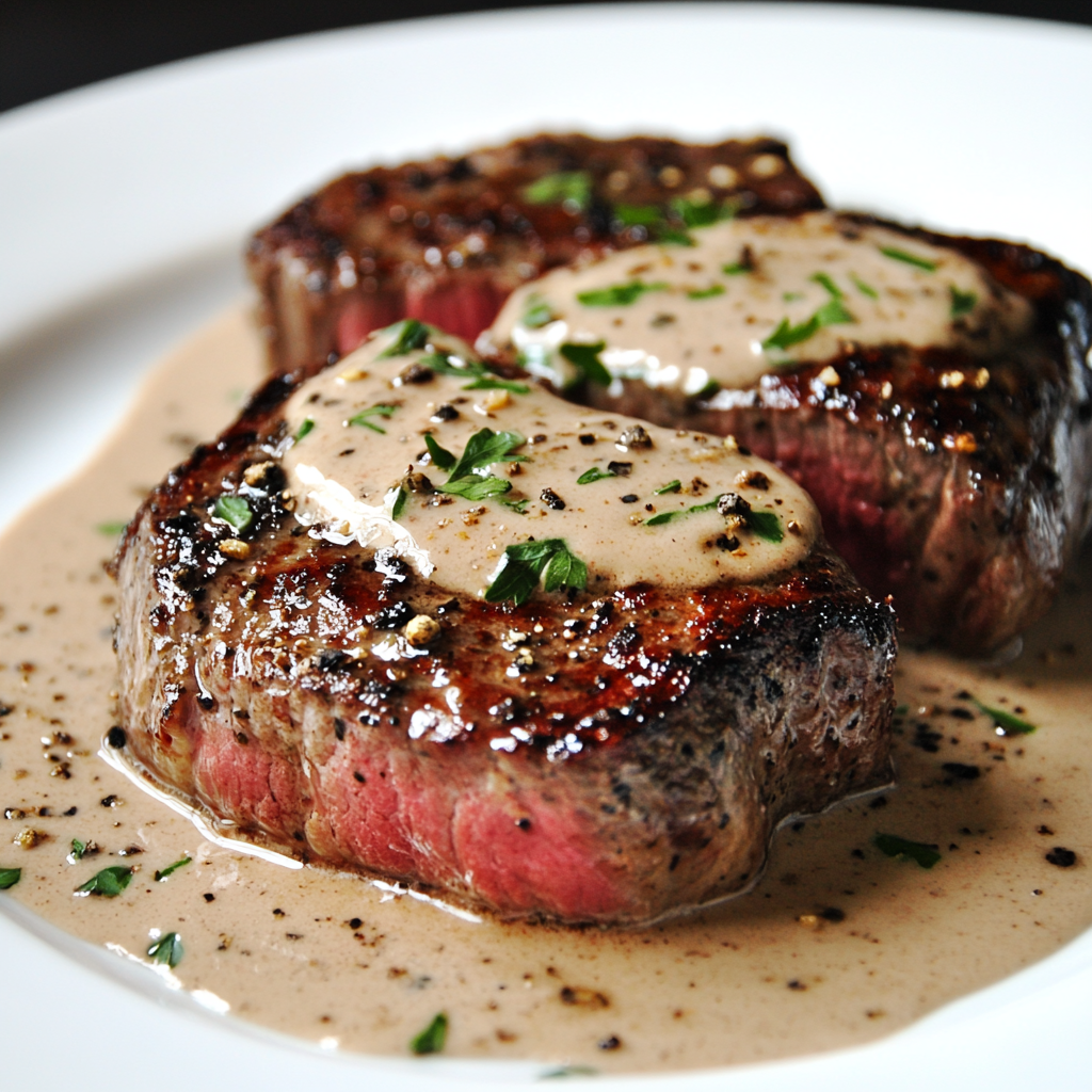 Peppercorn Steak with Creamy Sauce
