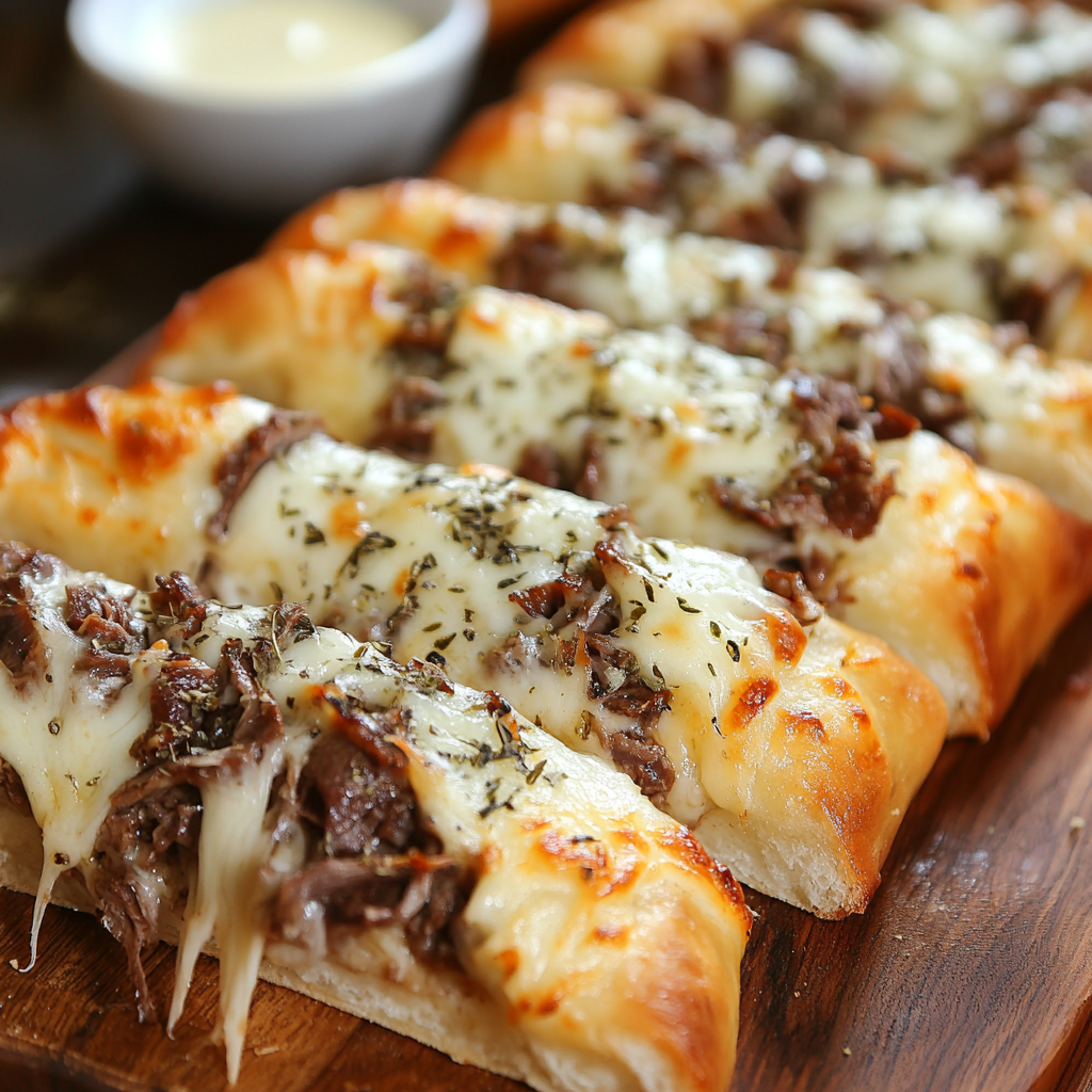 Philly Cheesesteak Stuffed Cheesy Breadsticks Recipe