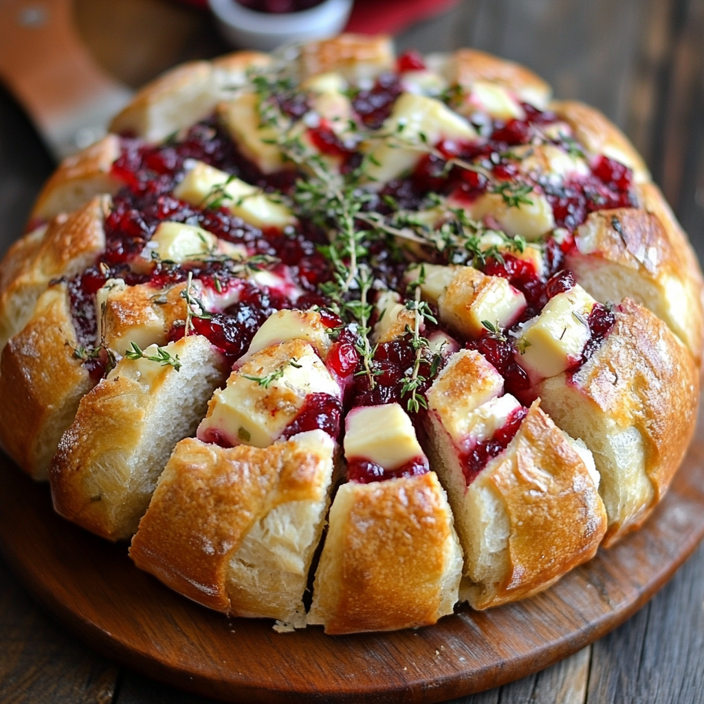 Pull-Apart Sourdough Brie and Cranberry Bread Recipe