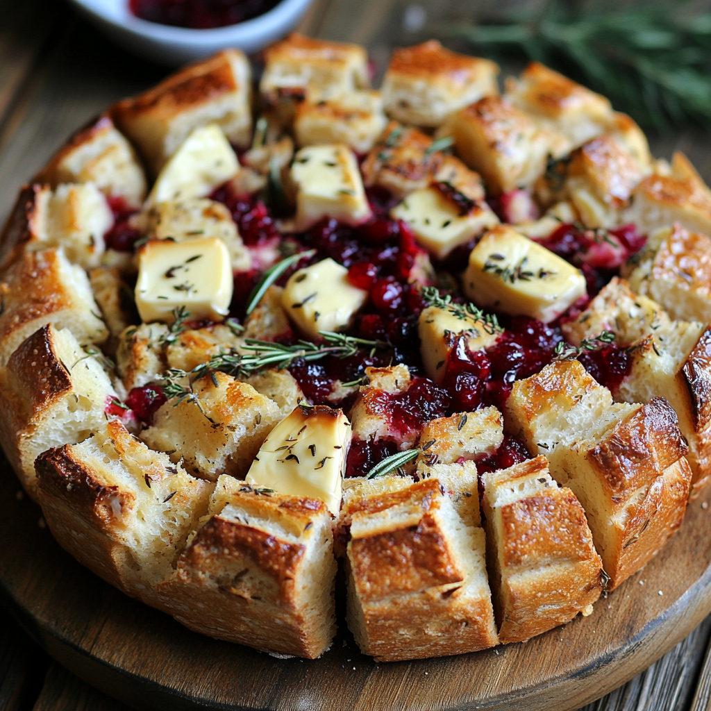 Pull-Apart Sourdough Brie and Cranberry Bread Recipe