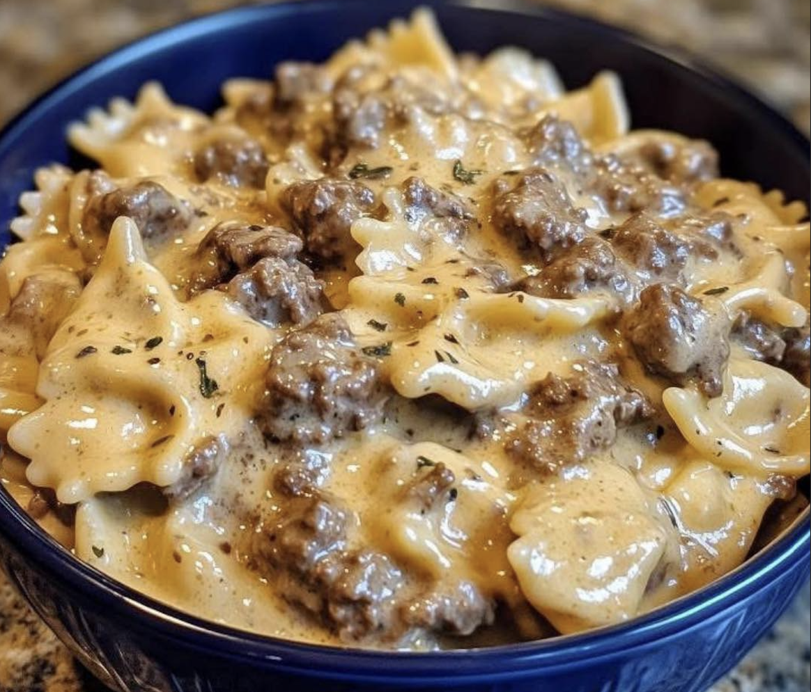 Creamy Beef and Bowtie Pasta