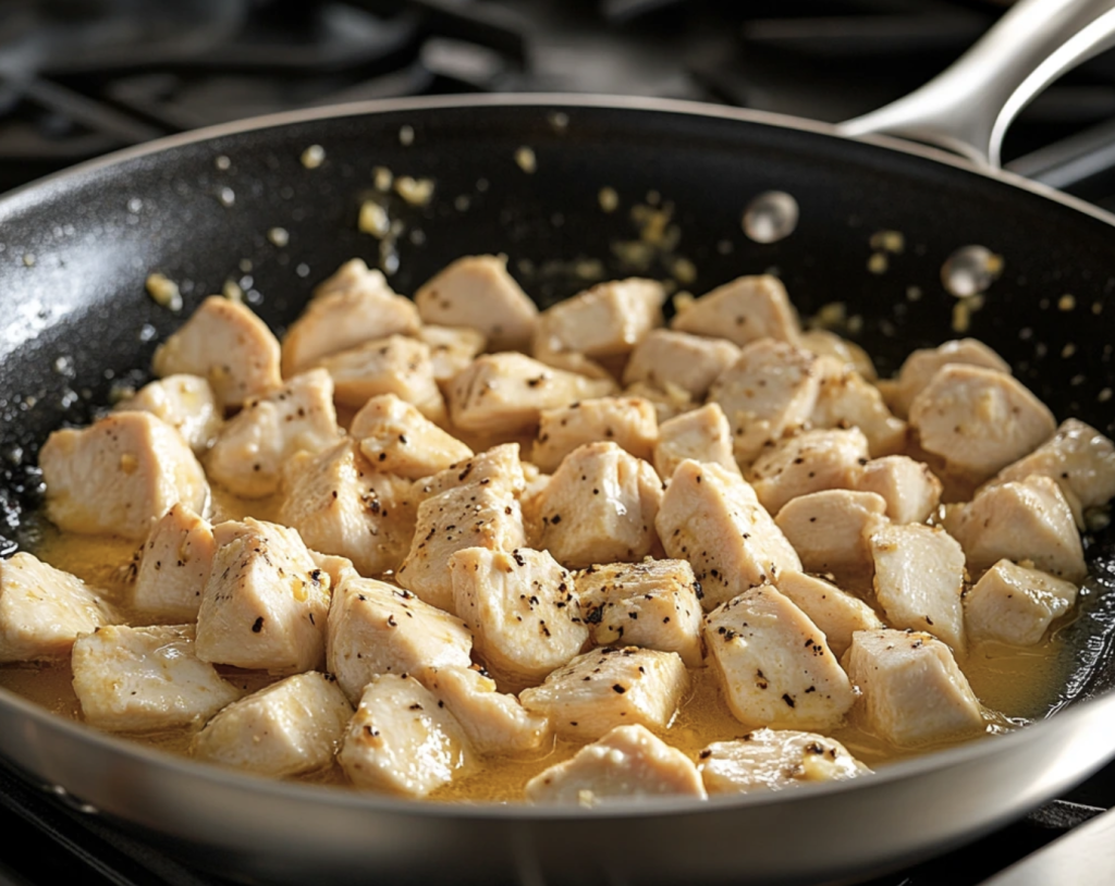 Creamy Parmesan Pasta with Garlic Butter Chicken Bites